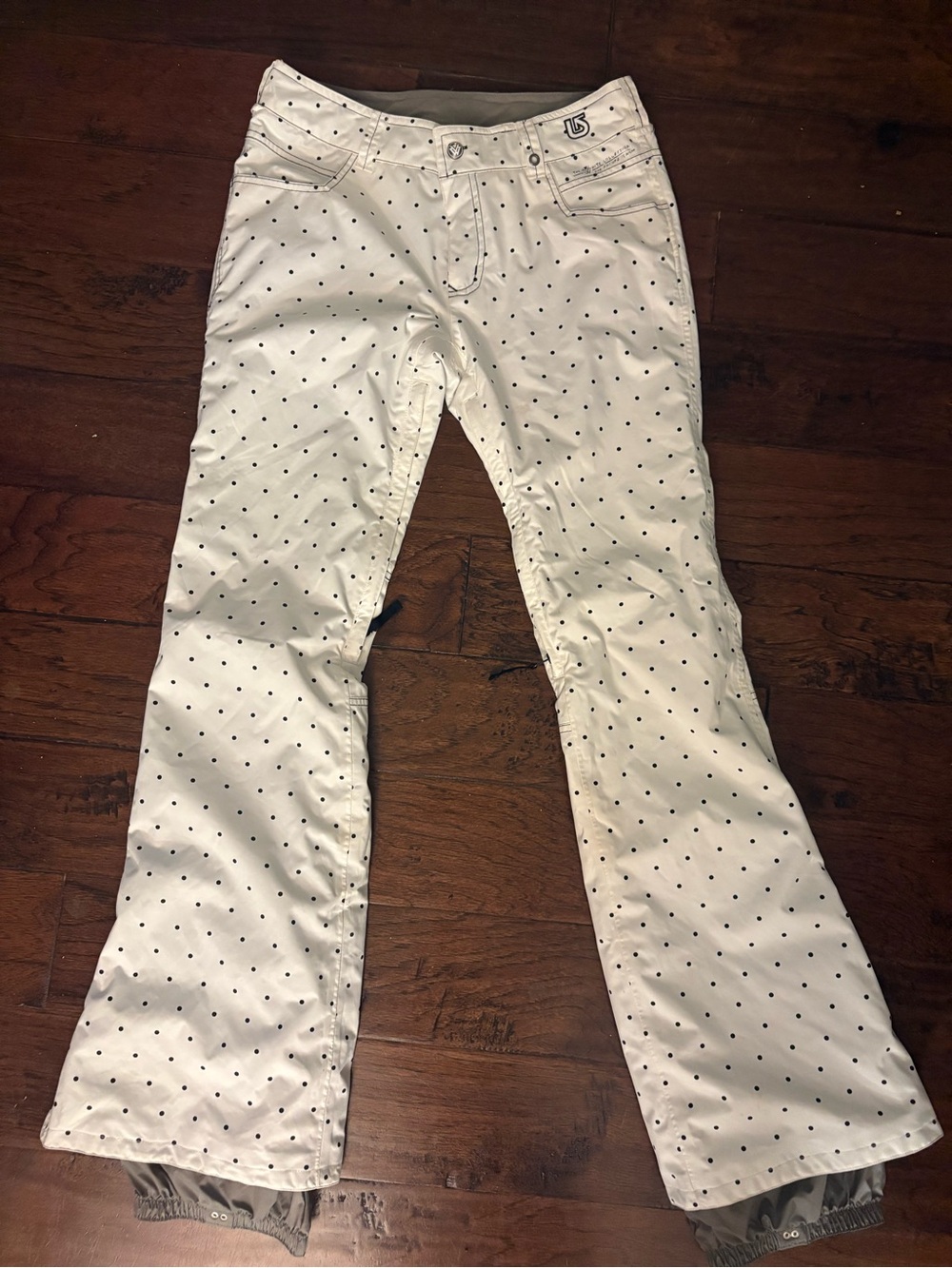 Burton White Ski Pants with Black Polka Dots